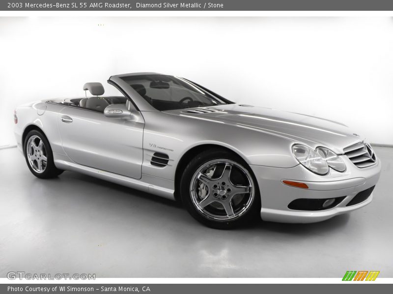 Diamond Silver Metallic / Stone 2003 Mercedes-Benz SL 55 AMG Roadster