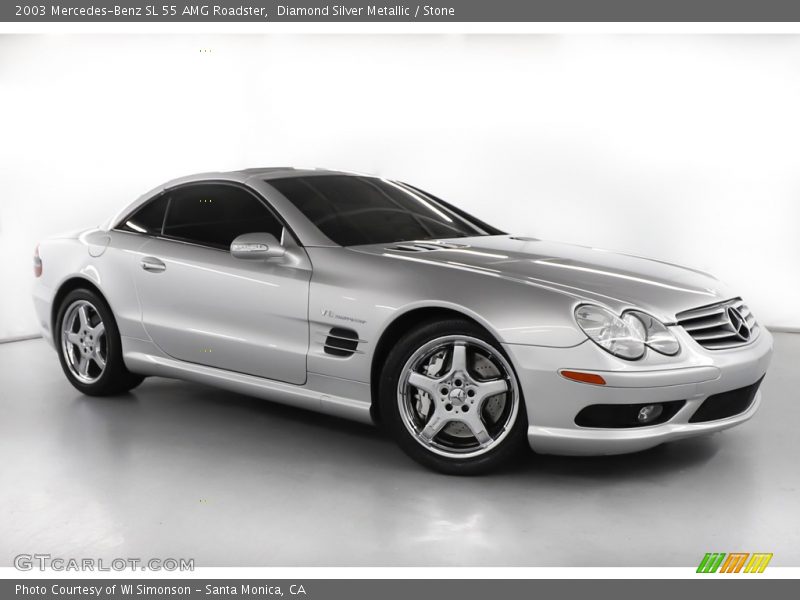 Diamond Silver Metallic / Stone 2003 Mercedes-Benz SL 55 AMG Roadster