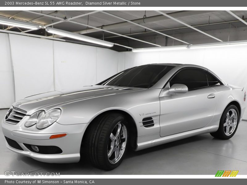 Diamond Silver Metallic / Stone 2003 Mercedes-Benz SL 55 AMG Roadster