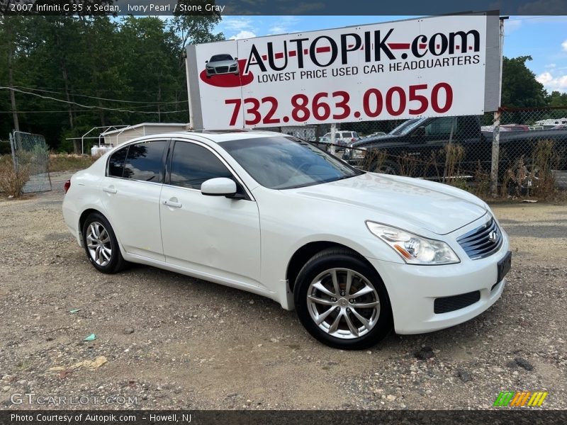 Ivory Pearl / Stone Gray 2007 Infiniti G 35 x Sedan