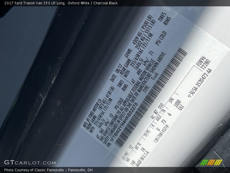 2017 Transit Van 350 LR Long Oxford White Color Code YZ