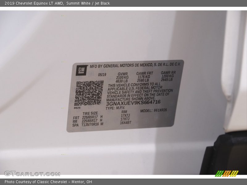 Summit White / Jet Black 2019 Chevrolet Equinox LT AWD
