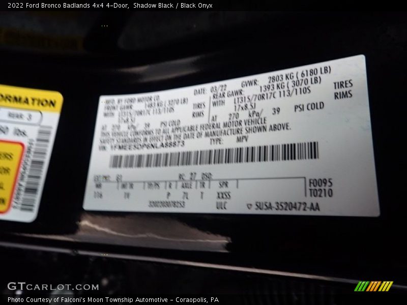 Shadow Black / Black Onyx 2022 Ford Bronco Badlands 4x4 4-Door