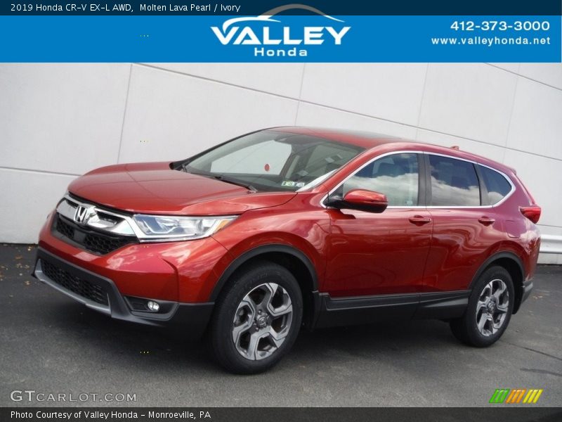 Molten Lava Pearl / Ivory 2019 Honda CR-V EX-L AWD