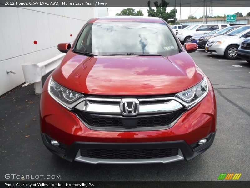 Molten Lava Pearl / Ivory 2019 Honda CR-V EX-L AWD
