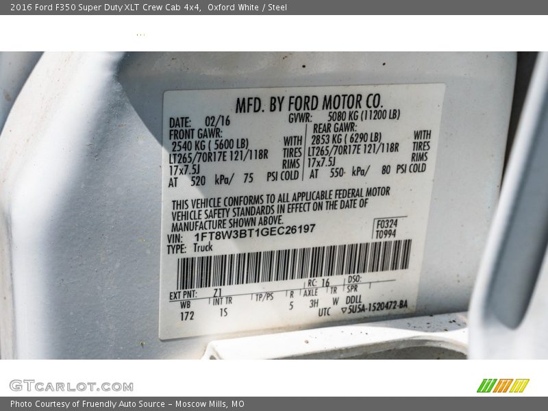Oxford White / Steel 2016 Ford F350 Super Duty XLT Crew Cab 4x4