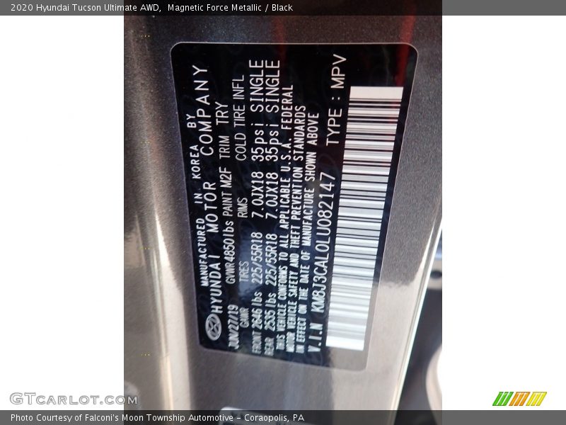 Magnetic Force Metallic / Black 2020 Hyundai Tucson Ultimate AWD