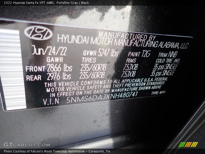 Portofino Gray / Black 2022 Hyundai Santa Fe XRT AWD