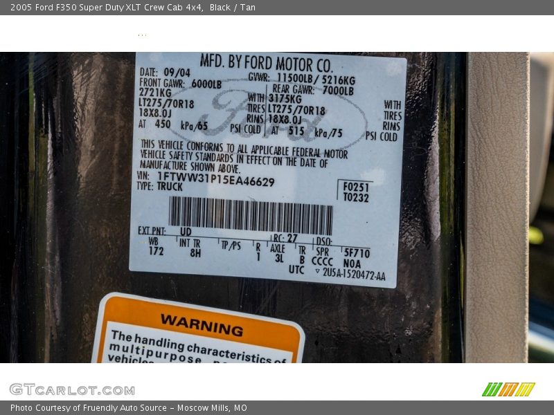 Black / Tan 2005 Ford F350 Super Duty XLT Crew Cab 4x4
