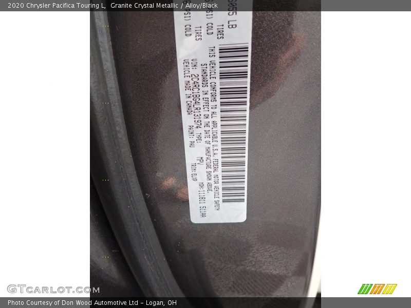 Granite Crystal Metallic / Alloy/Black 2020 Chrysler Pacifica Touring L