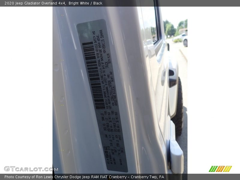Bright White / Black 2020 Jeep Gladiator Overland 4x4