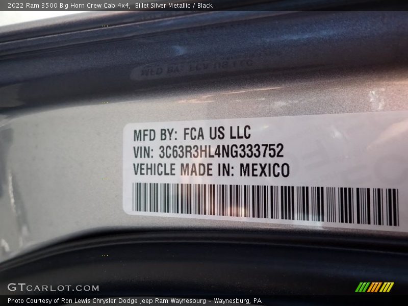 Billet Silver Metallic / Black 2022 Ram 3500 Big Horn Crew Cab 4x4