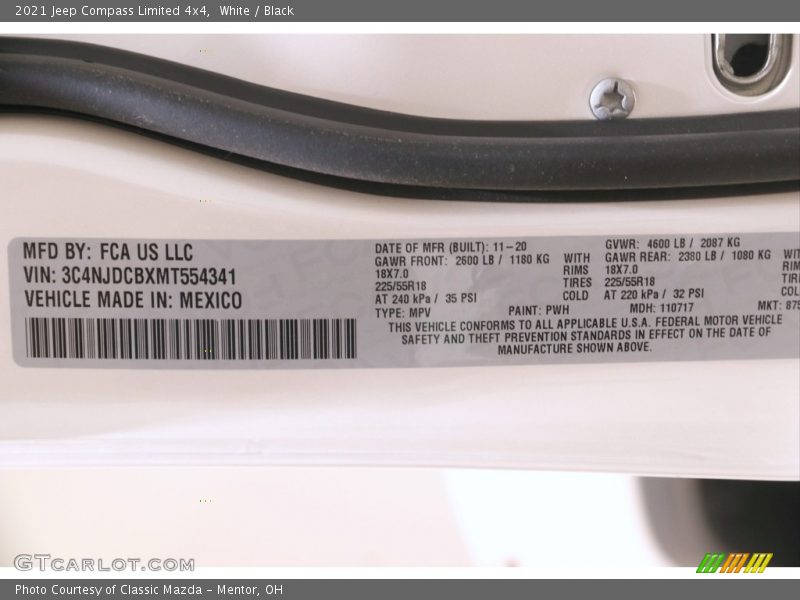 White / Black 2021 Jeep Compass Limited 4x4
