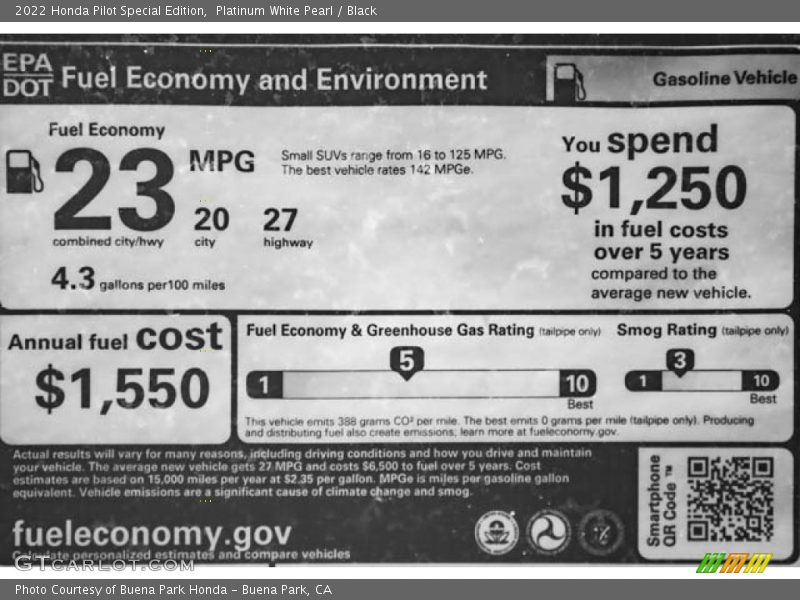 Platinum White Pearl / Black 2022 Honda Pilot Special Edition