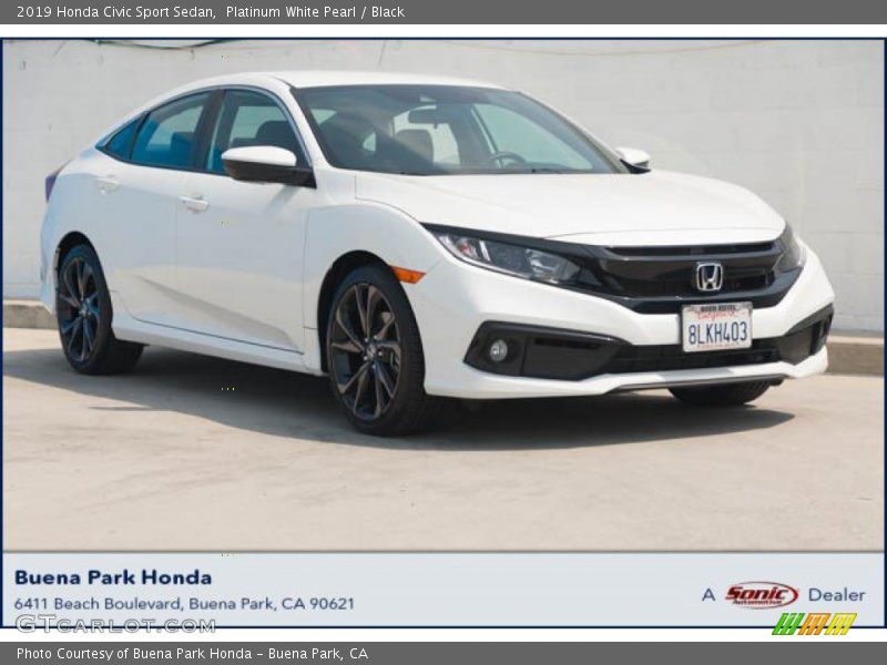 Platinum White Pearl / Black 2019 Honda Civic Sport Sedan