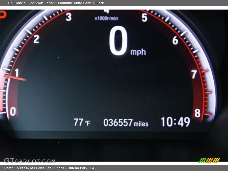 Platinum White Pearl / Black 2019 Honda Civic Sport Sedan