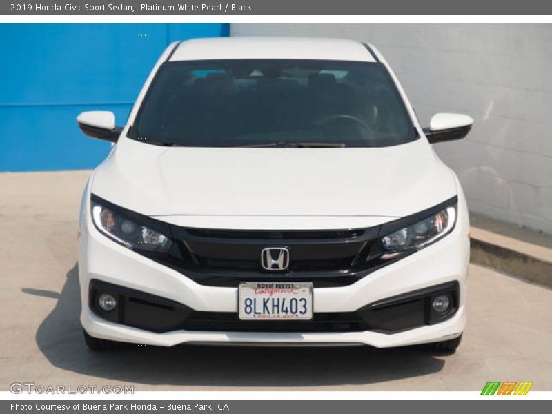 Platinum White Pearl / Black 2019 Honda Civic Sport Sedan