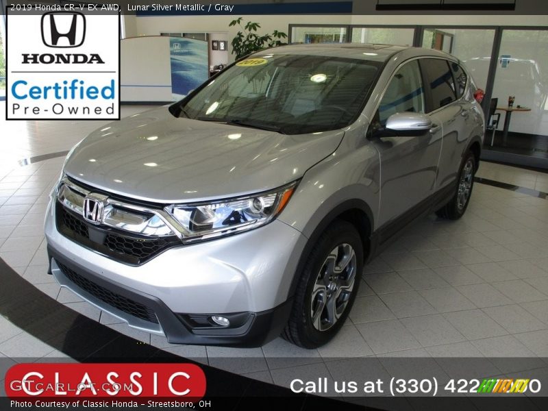 Lunar Silver Metallic / Gray 2019 Honda CR-V EX AWD