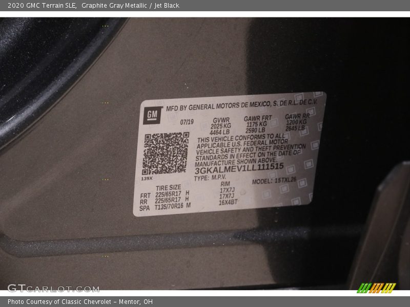 Graphite Gray Metallic / Jet Black 2020 GMC Terrain SLE