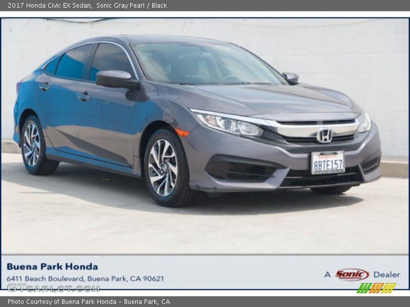 Sonic Gray Pearl / Black 2017 Honda Civic EX Sedan