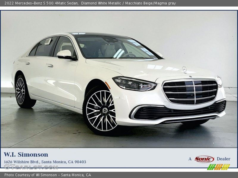 Diamond White Metallic / Macchiato Beige/Magma gray 2022 Mercedes-Benz S 500 4Matic Sedan