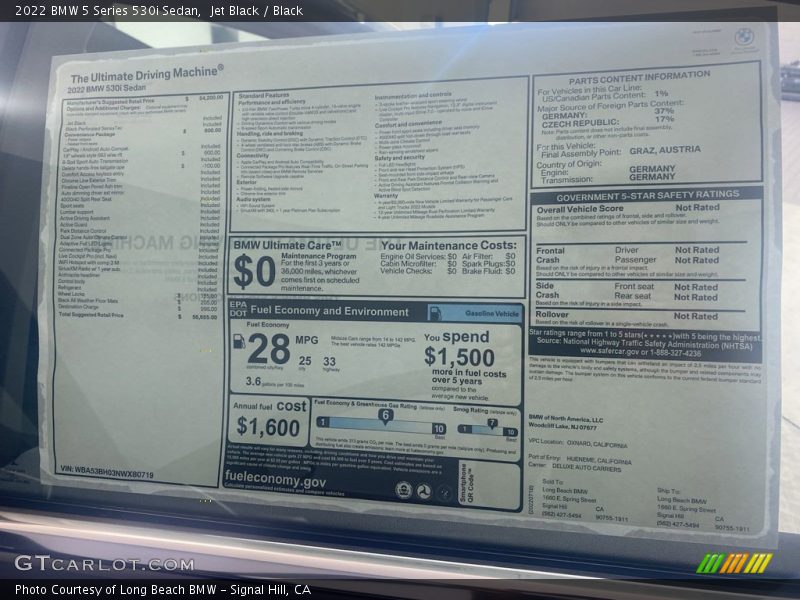 Jet Black / Black 2022 BMW 5 Series 530i Sedan