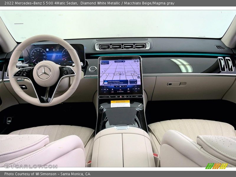 Diamond White Metallic / Macchiato Beige/Magma gray 2022 Mercedes-Benz S 500 4Matic Sedan