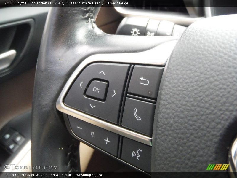 Blizzard White Pearl / Harvest Beige 2021 Toyota Highlander XLE AWD
