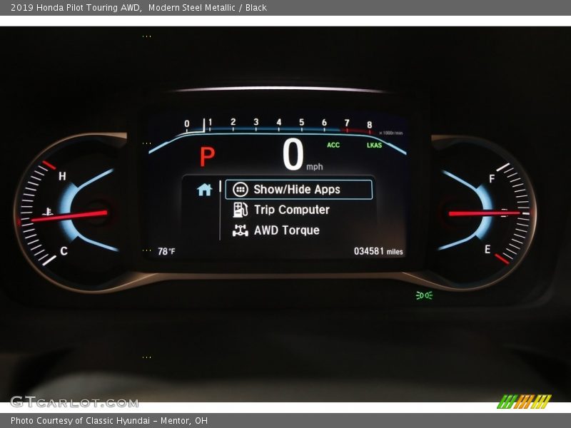 Modern Steel Metallic / Black 2019 Honda Pilot Touring AWD