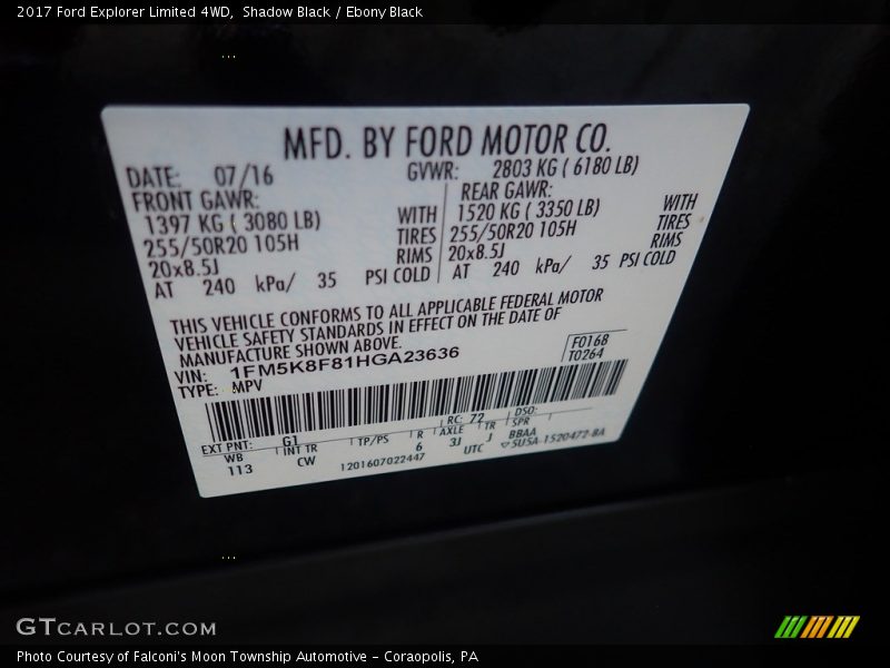 Shadow Black / Ebony Black 2017 Ford Explorer Limited 4WD