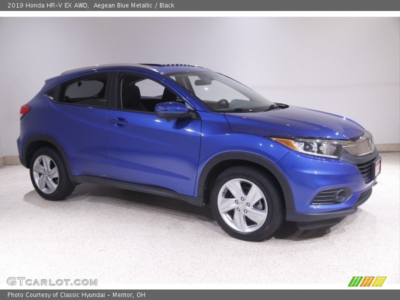 Aegean Blue Metallic / Black 2019 Honda HR-V EX AWD