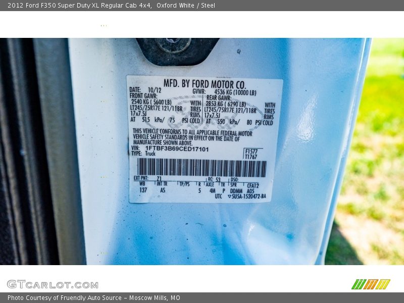 Oxford White / Steel 2012 Ford F350 Super Duty XL Regular Cab 4x4