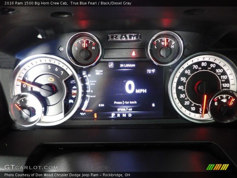 True Blue Pearl / Black/Diesel Gray 2016 Ram 1500 Big Horn Crew Cab