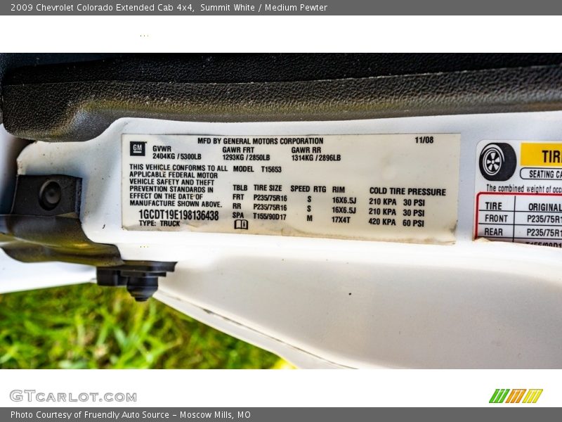 Summit White / Medium Pewter 2009 Chevrolet Colorado Extended Cab 4x4