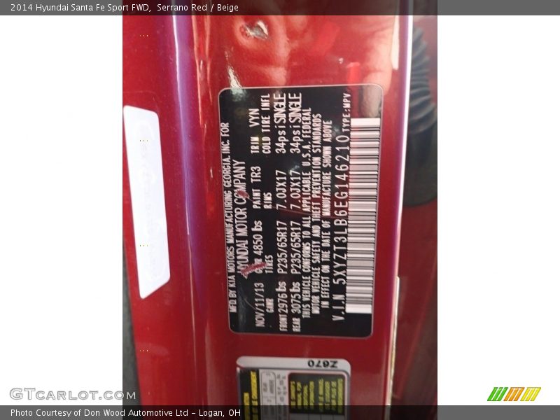 Serrano Red / Beige 2014 Hyundai Santa Fe Sport FWD