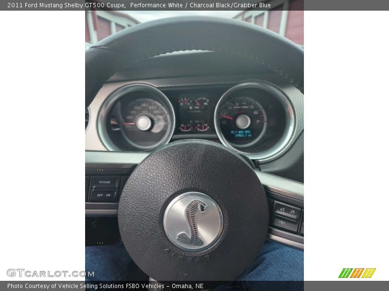 Performance White / Charcoal Black/Grabber Blue 2011 Ford Mustang Shelby GT500 Coupe