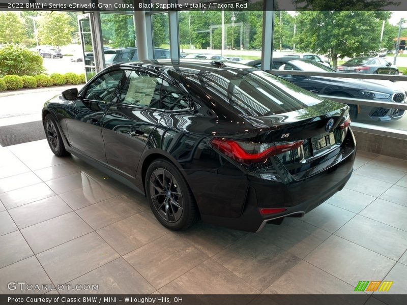 Black Sapphire Metallic / Tacora Red 2022 BMW i4 Series eDrive40 Gran Coupe