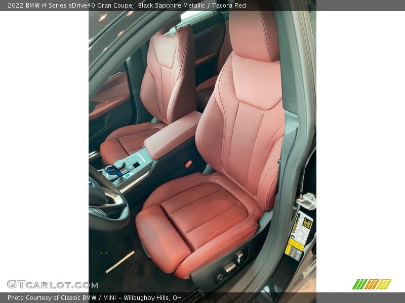 Black Sapphire Metallic / Tacora Red 2022 BMW i4 Series eDrive40 Gran Coupe