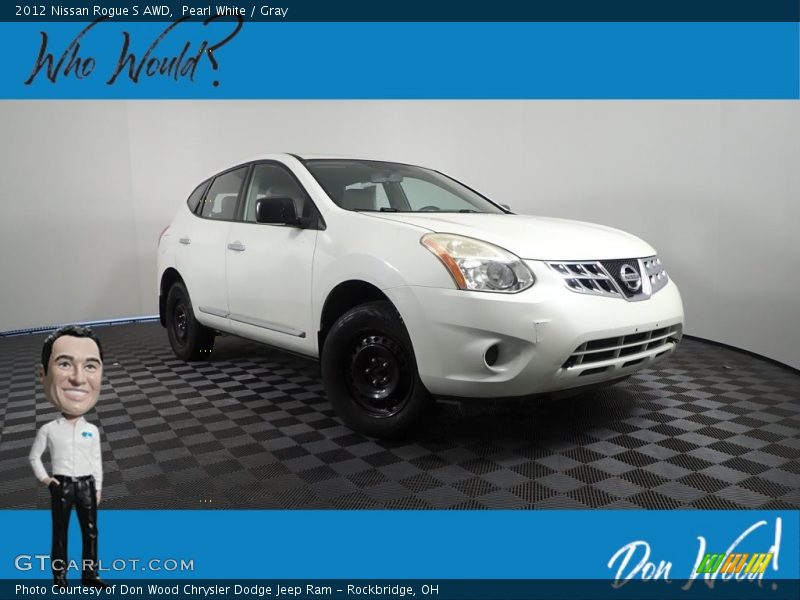 Pearl White / Gray 2012 Nissan Rogue S AWD