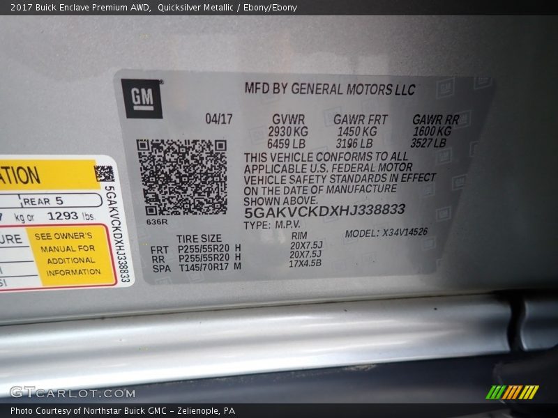 Quicksilver Metallic / Ebony/Ebony 2017 Buick Enclave Premium AWD