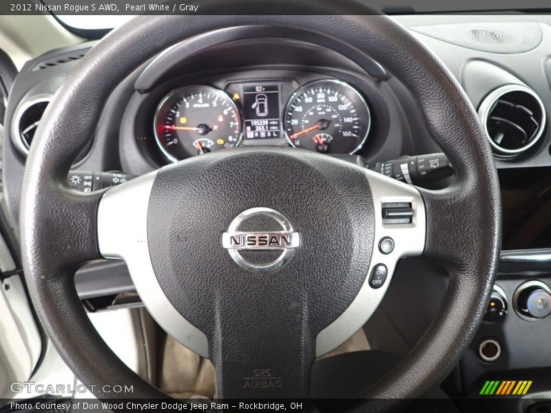 Pearl White / Gray 2012 Nissan Rogue S AWD
