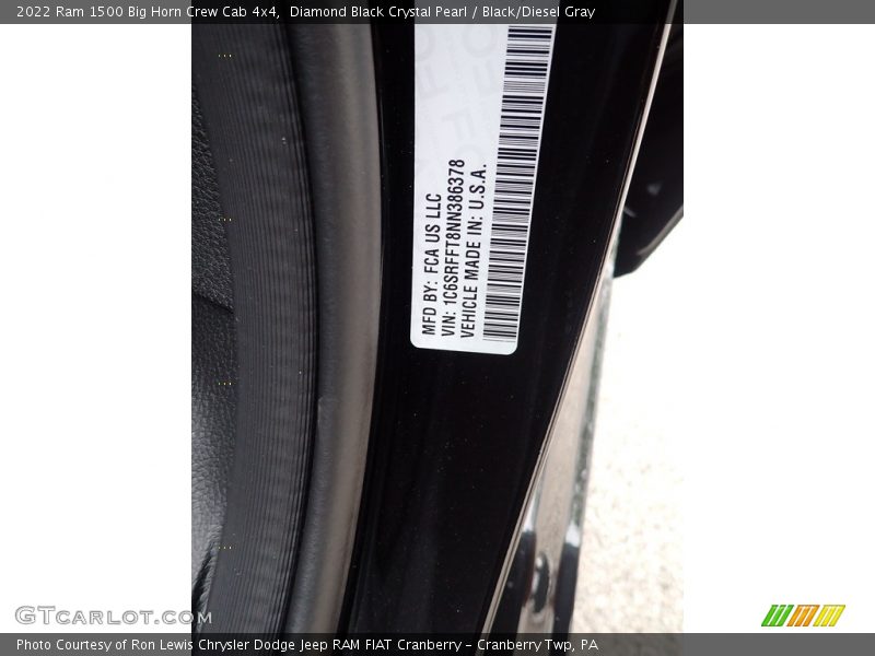 Diamond Black Crystal Pearl / Black/Diesel Gray 2022 Ram 1500 Big Horn Crew Cab 4x4