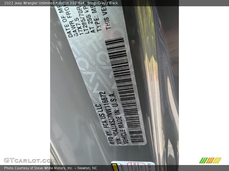 Sting-Gray / Black 2022 Jeep Wrangler Unlimited Rubicon 392 4x4