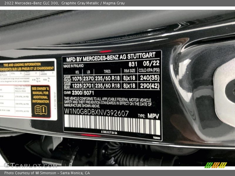 Graphite Gray Metallic / Magma Gray 2022 Mercedes-Benz GLC 300