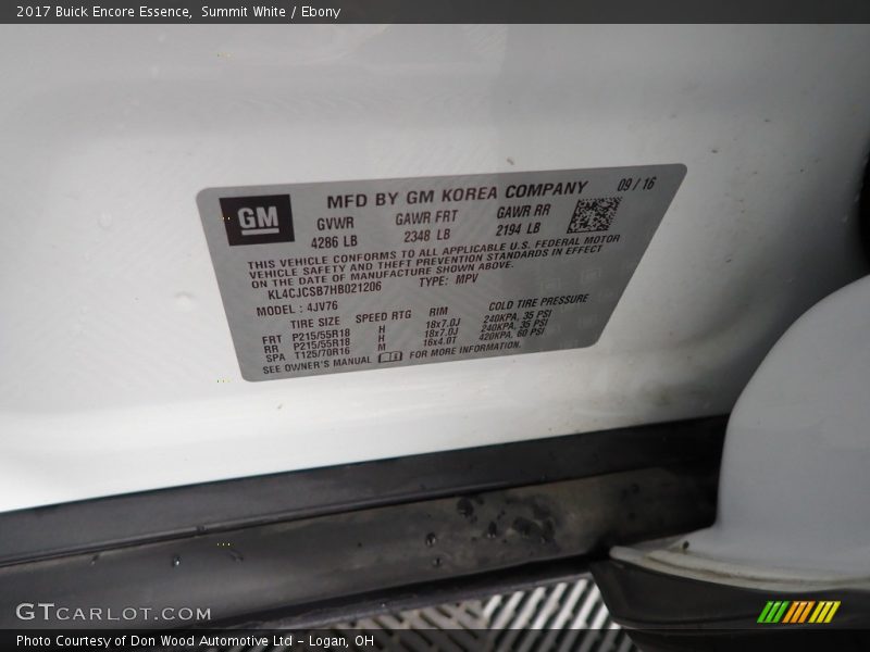Summit White / Ebony 2017 Buick Encore Essence