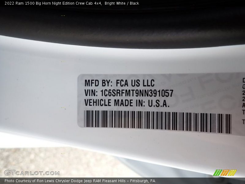 Bright White / Black 2022 Ram 1500 Big Horn Night Edition Crew Cab 4x4