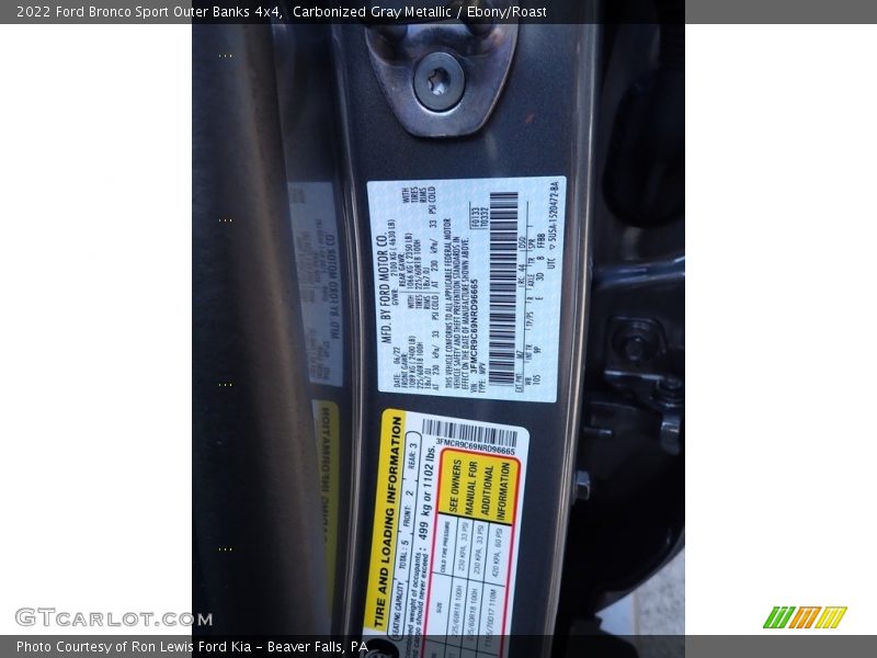 2022 Bronco Sport Outer Banks 4x4 Carbonized Gray Metallic Color Code M7