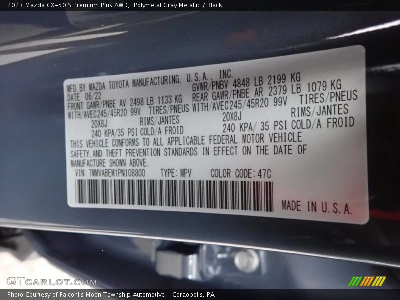 2023 CX-50 S Premium Plus AWD Polymetal Gray Metallic Color Code 47C