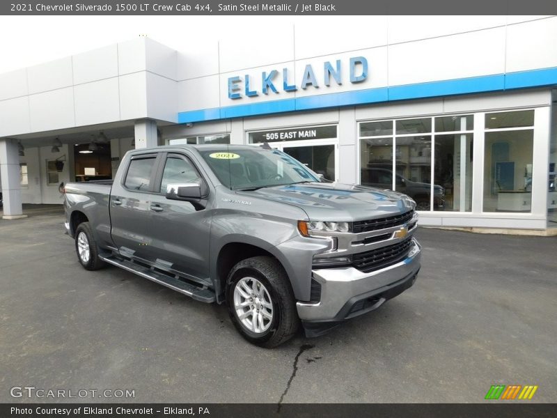 Satin Steel Metallic / Jet Black 2021 Chevrolet Silverado 1500 LT Crew Cab 4x4