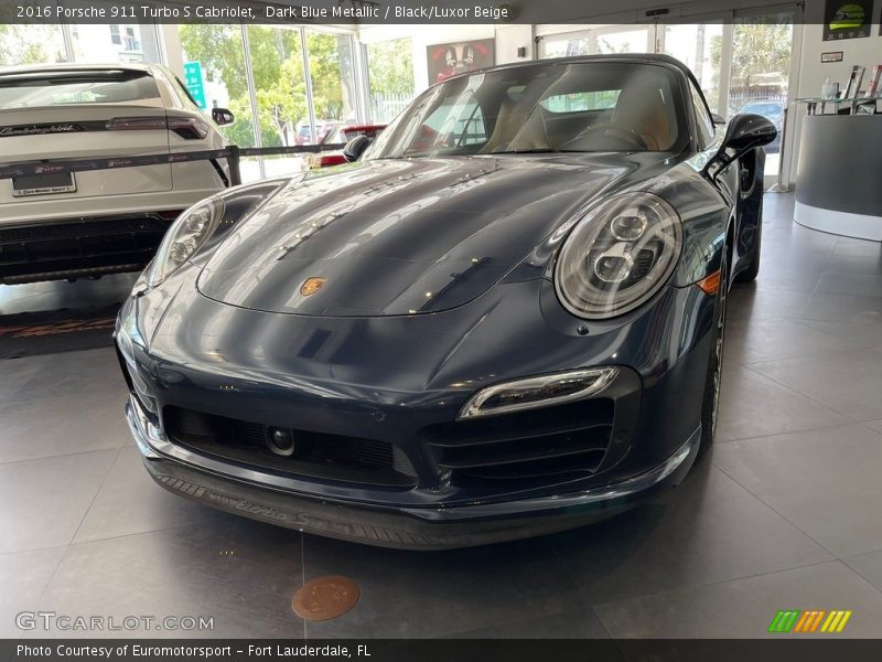 Dark Blue Metallic / Black/Luxor Beige 2016 Porsche 911 Turbo S Cabriolet
